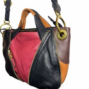 OrYANY leather colorblock 2 way bag. 
🖤🤎🩷